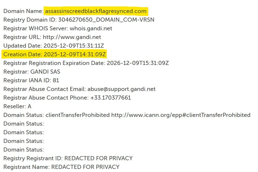 刺客信条：黑旗重制版新域名注册，重制传闻再添实锤