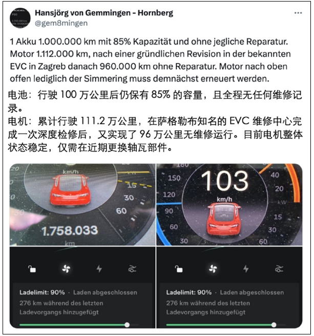 全球行驶里程最长特斯拉破270万公里，核心部件超预期