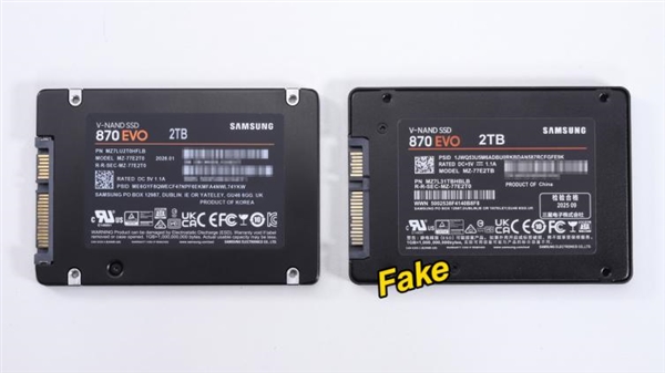 高仿三星870 EVO 2TB固态硬盘曝光：写入120GB后数据全丢、硬盘报废