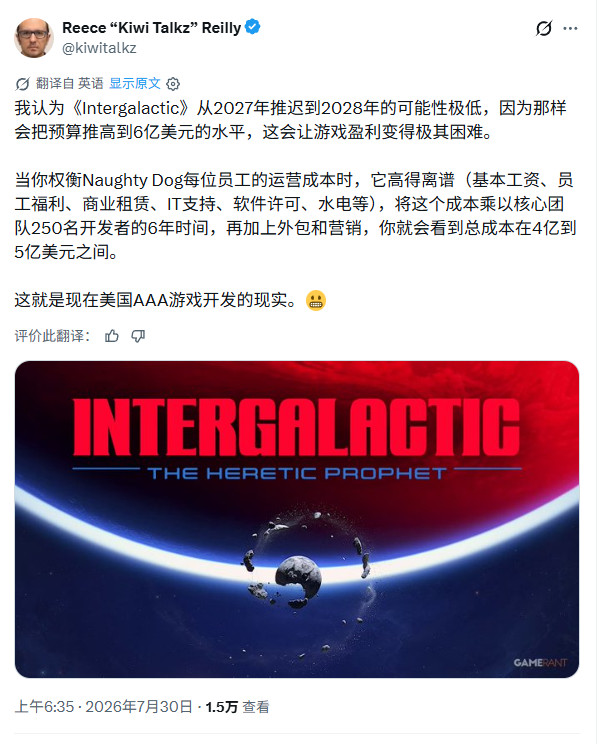 顽皮狗新作预算或超6亿美元 2027年发售成关键