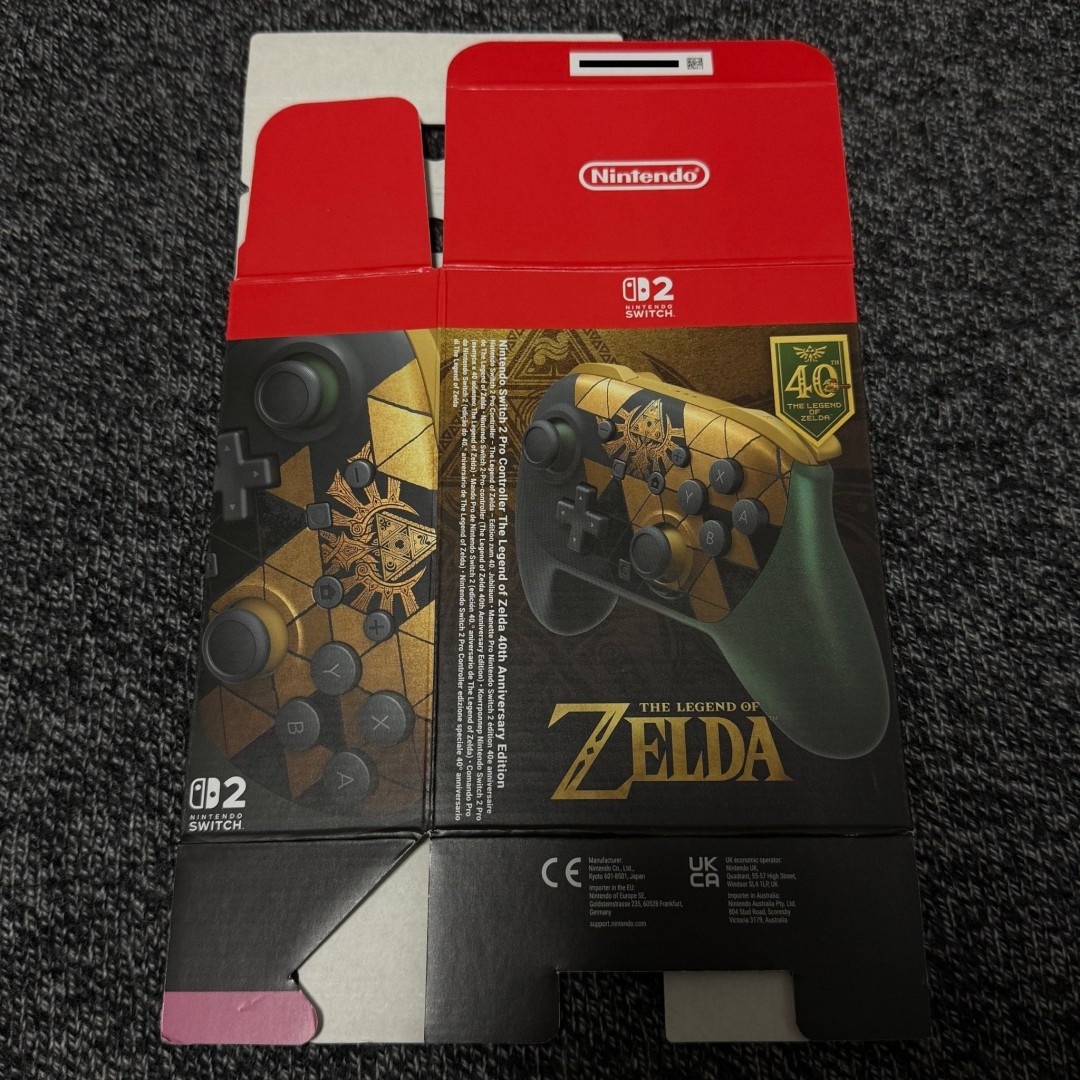 塞尔达传说40周年纪念版Nintendo Switch 2 Pro手柄包装图片曝光